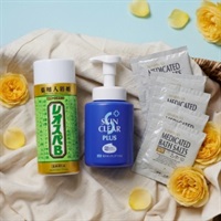 浴用レオスパB+薬用泡スキンクリアプラス ボトル+バスミンリンSD　分包5包　限定巾着付き