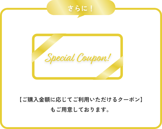 【ご購入金額に応じてご利用いただけるクーポン】もご用意しております。